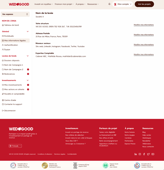 info légales structure